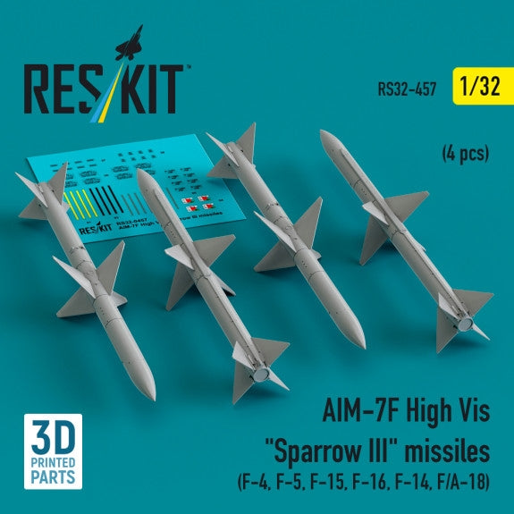 Missiles AIM-7F haute visibilité « Sparrow III » (4 pièces) (Impression 3D) 1/32