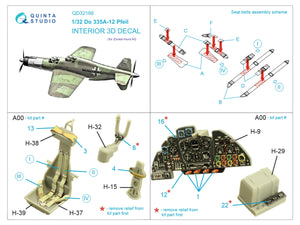 Quinta Studio QD32166 Do 335A-12 3D-Printed &amp;amp; colored Interior on decal paper (Zoukei-Mura) 1/32 – Bild 2