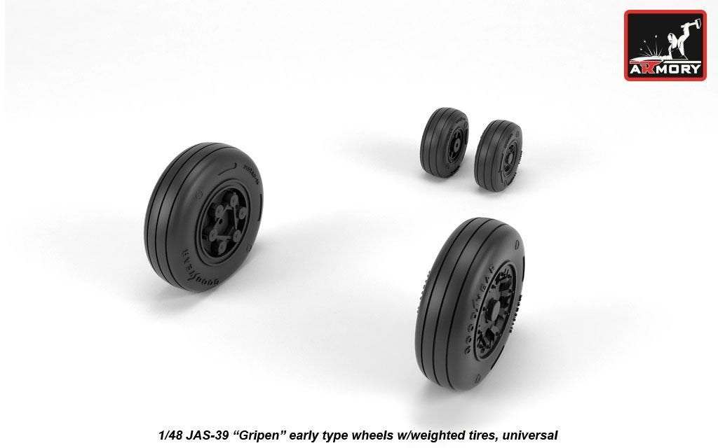 Armory Models AW48503 JAS-39 Gripen wheels w/ weighted tires, early 1/48 – immagine 2
