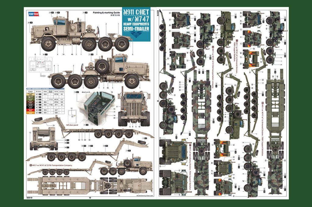 Hobby Boss 85519 M911 C-HET w/m747 Heavy Equipment Semi-Trailer 1/35 – obrázek 6