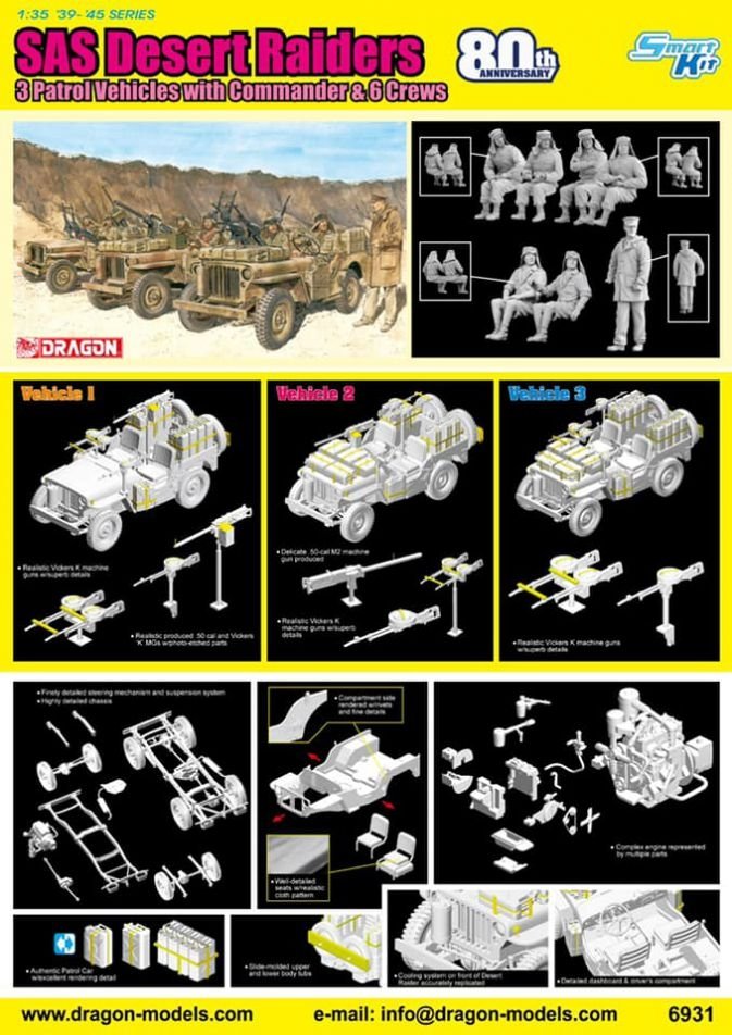Dragon 6931 SAS 4X4 Truck Unit w/Commander and Crews (SAS 80th Anniversary) 1/35