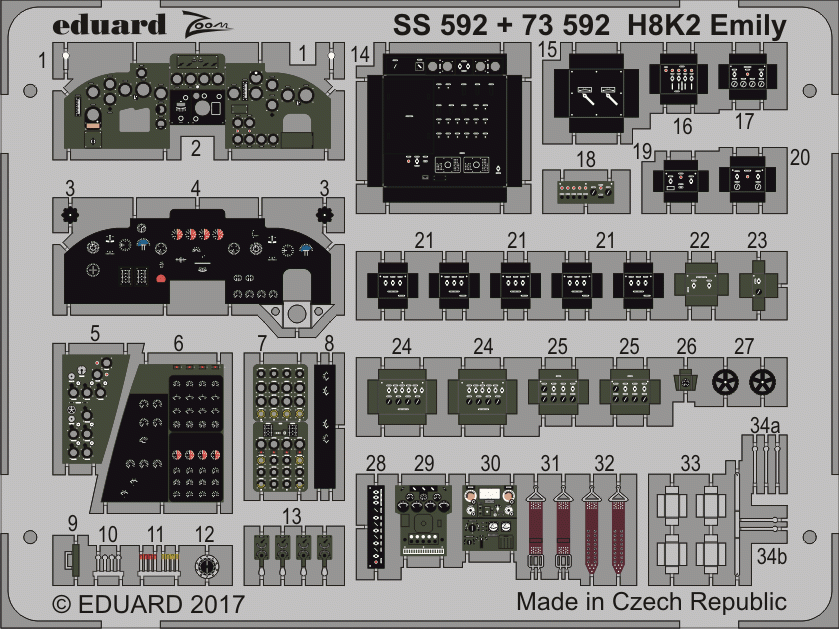 Eduard 73592 H8K2 Emily cockpit interior HASEGAWA 1/72