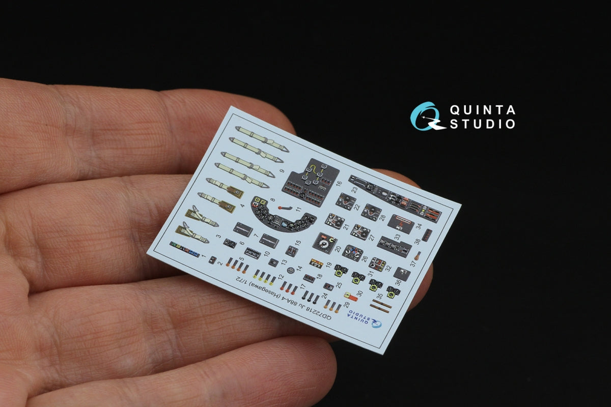 Quinta Studio QD72218 Ju 88A-4 3D-Printed &amp;amp; colored Interior on decal paper (Hasegawa) 1/72 – image 6