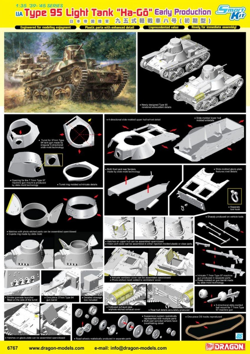Dragon 6767 Imperial Japanese Army Type 95 Light Tank &amp;quot;Ha-Go&amp;quot; Early Production 1/35 – image 3