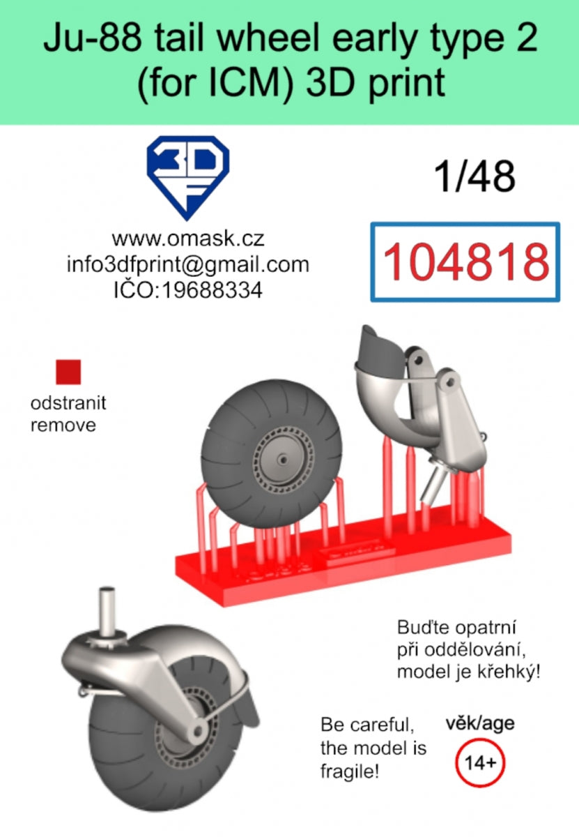 Omask 104818 Ju-88 tail wheel early type 2 3D print (for ICM) 1/48 – obrázek 2