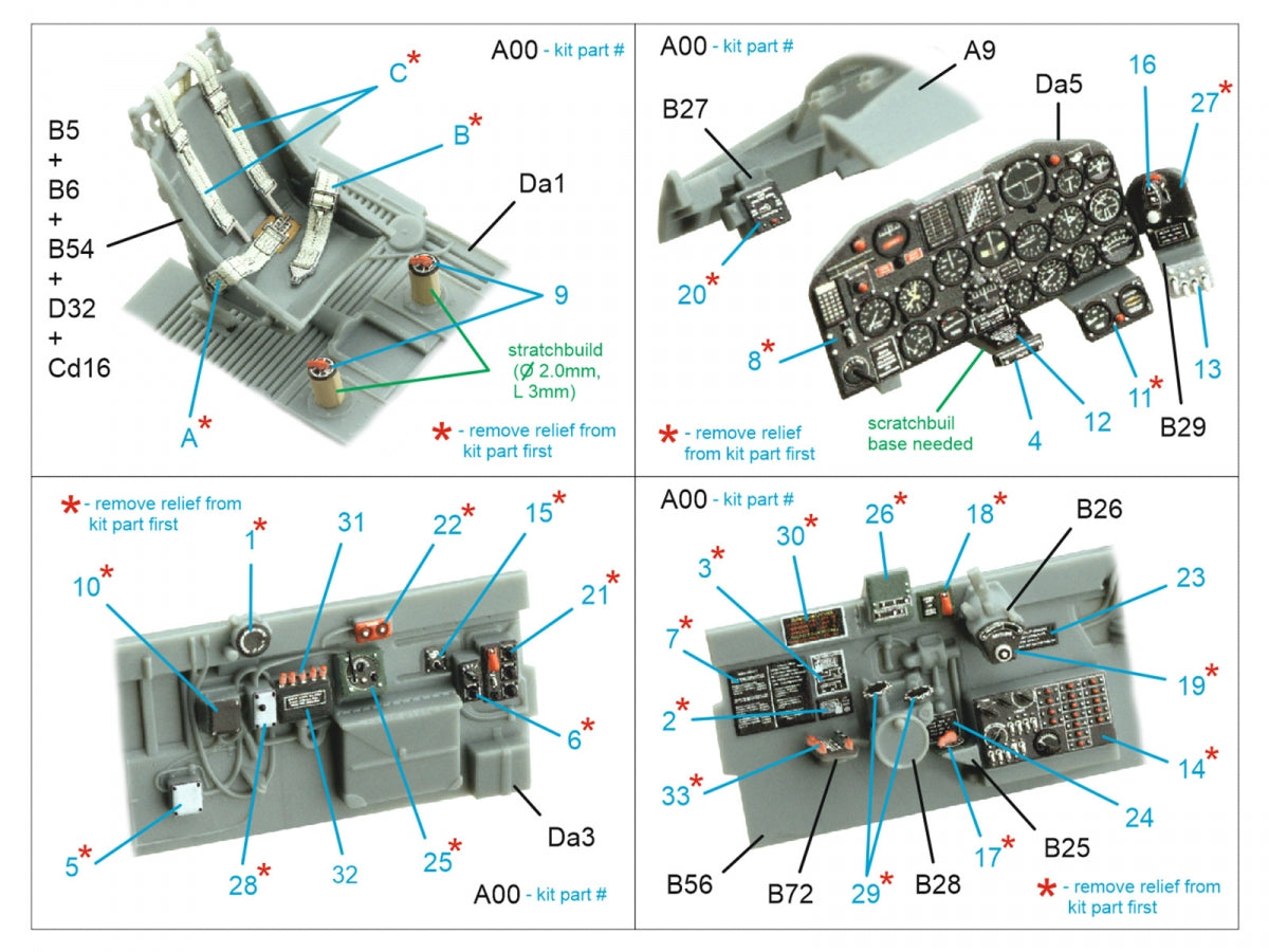 Quinta Studio QD48434 P-47D-25 Thunderbolt 3D-Printed colored Interior on decal paper (Miniart) 1/48 – image 2