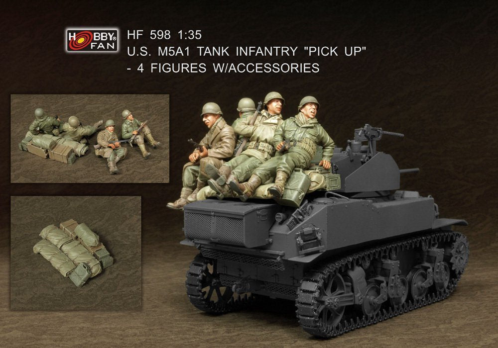 Hobby Fan HF598 US M5A1 TANK INFANTRY "PICK UP" -FIGURES W/ACCESSORIES