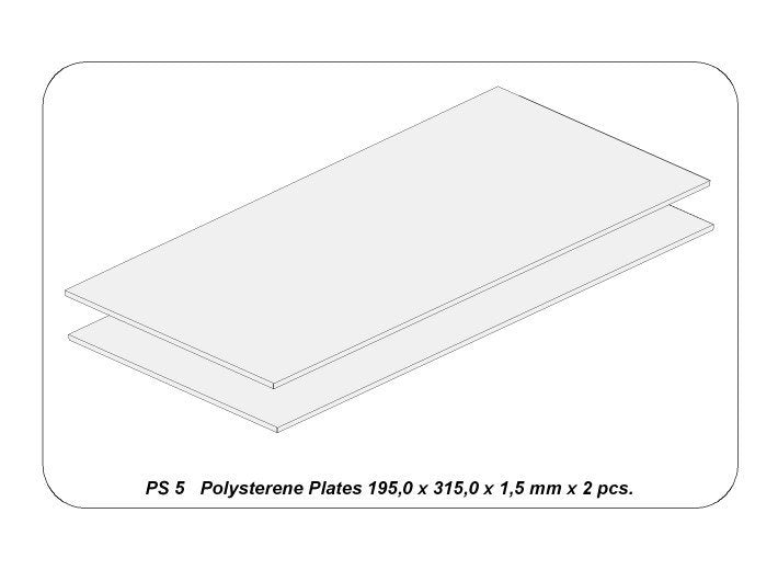 Aber PS-5 White polystyrene plates 195 x 315 x 1.50 mm x 2 pcs. – imagen 2