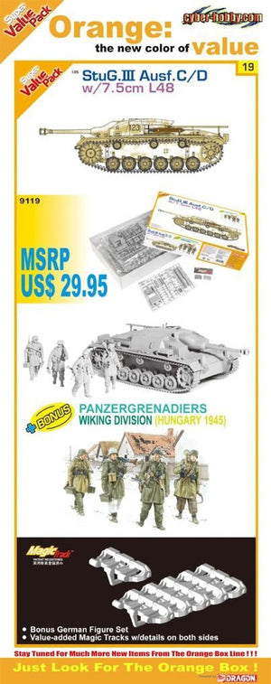 Cyber Hobby 9119 StuG. III Ausf.C/D w/7.5cm L48 With bonus German figure set and Magic Tracks 1/35 – image 2