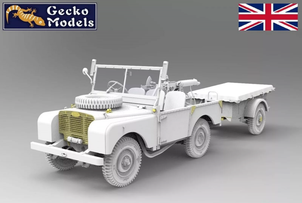 Gecko Models 35GM0076 Korean War British FV18001 Mk. 1 80in 4x4 Utility Vehicle (Early Production) w/10-cwt Bantam Trailer 1/35 – immagine 2