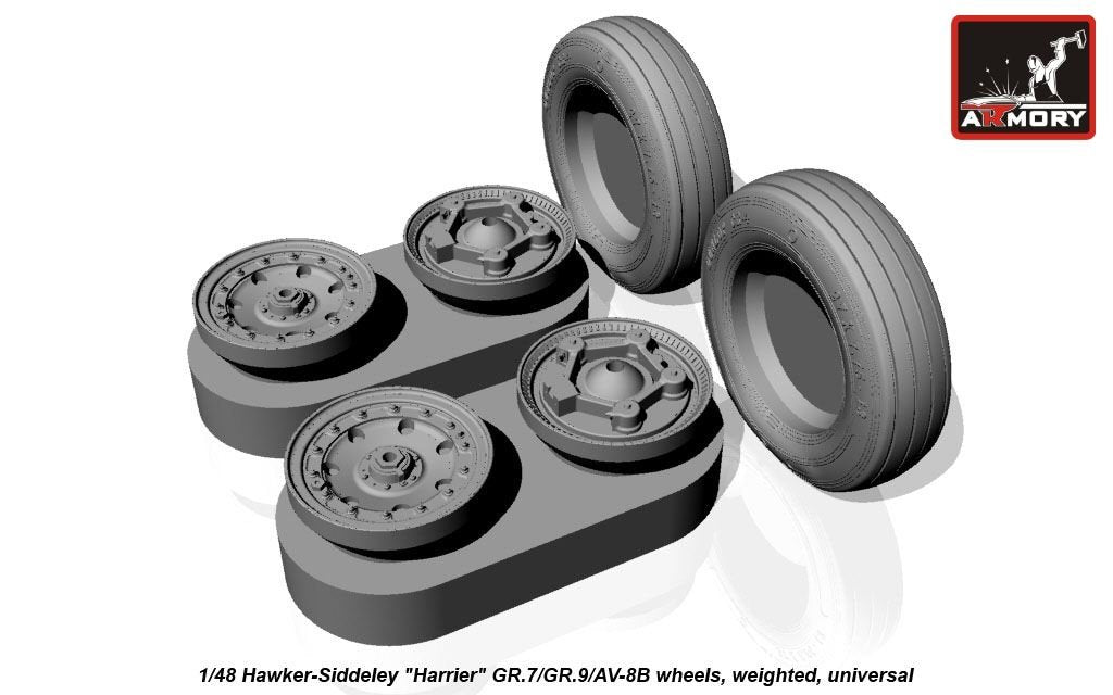Armory Models AW48405 Hawker-Siddeley Harrier GR.7/GR.9/AV-8B wheels w/ weighted tires 1/48 – Bild 6