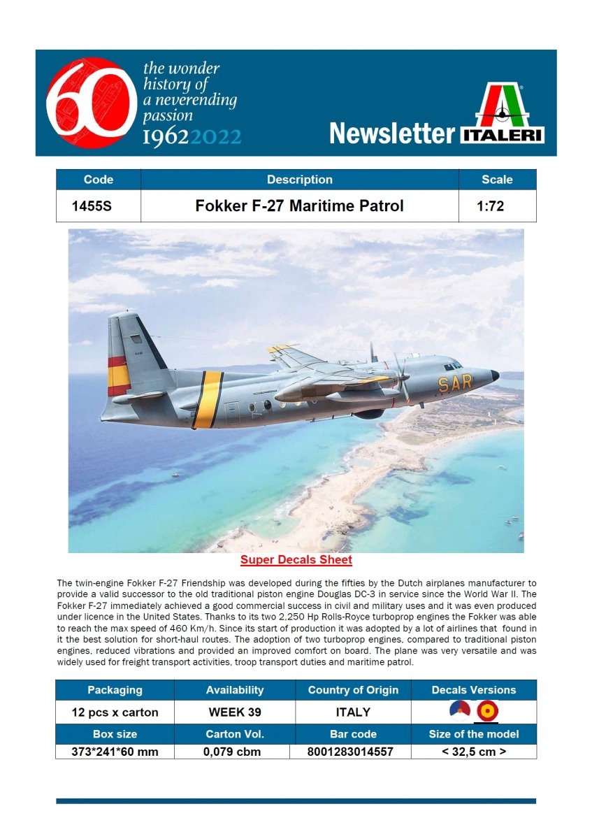 Italeri 1455 Fokker F-27 SAR 1/72 – image 2