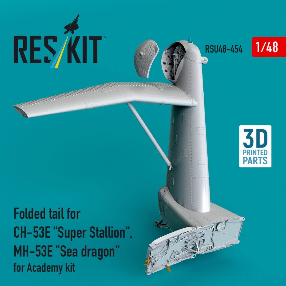 RESKIT RSU48-0454 Empennage repliable pour CH-53E « Super Stallion », MH-53E « Sea Dragon » pour maquette Academy (impression 3D) 1/48