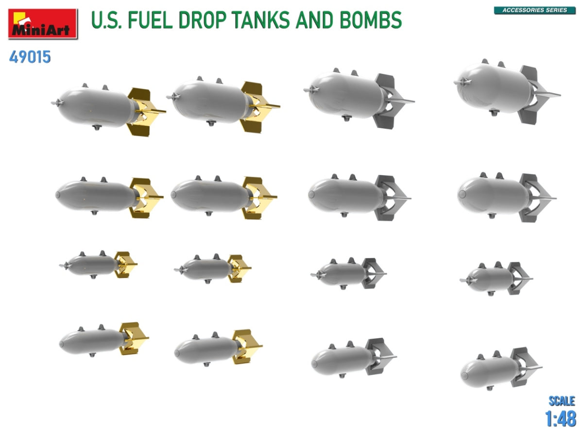MiniArt 49015 US FUEL DROP TANKS AND BOMBS 1/48 – immagine 5