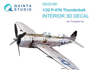 Quinta Studio QD32190 P-47N Thunderbolt 3D-Printed colored Interior on decal paper (Trumpeter) 1/32