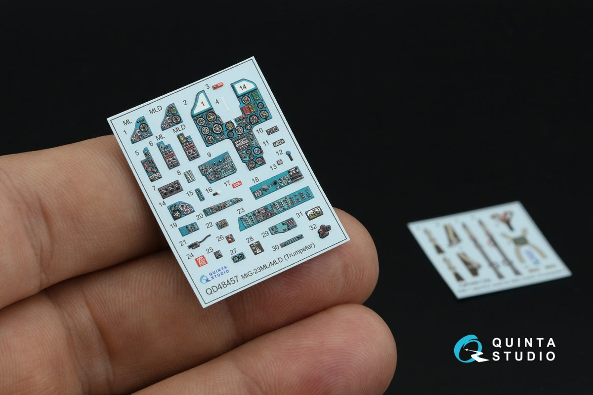 Quinta Studio QD48457 MiG-23ML/MiG-23MLD 3D-Printed &amp; coloured Interior on decal paper (Trumpeter) 1/48
