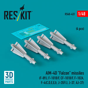 RESKIT RS48-0431 AIM-4D &amp;quot;Falcon&amp;quot; missiles (4 pcs) (3D Printed) 1/48 – image 2