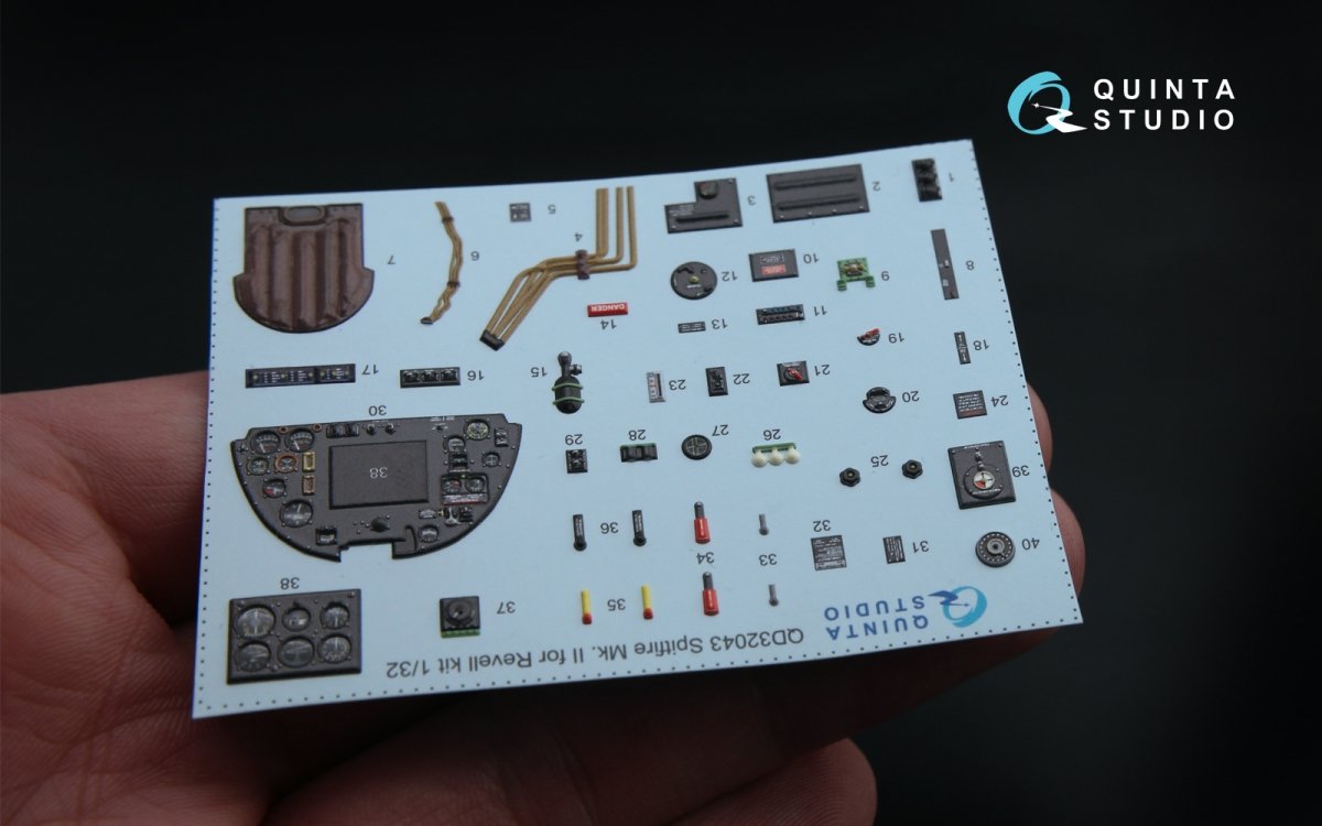 Quinta Studio QD32043 Spitfire Mk. II 3D-Printed &amp;amp; colored Interior on decal paper (for Revell kit) 1/32 – Bild 4