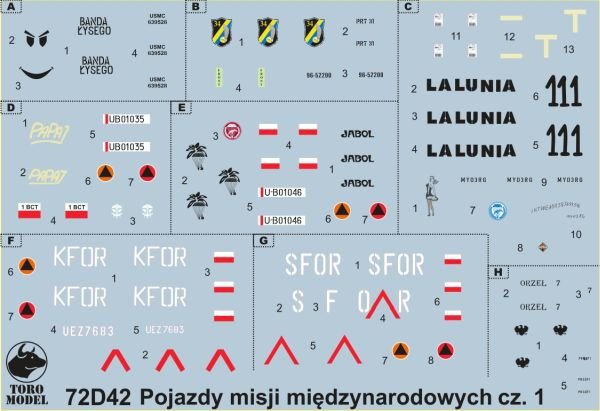 Véhicules de l'armée polonaise ToRo Model 72D42 en missions à l'étranger - vol.1 1/72