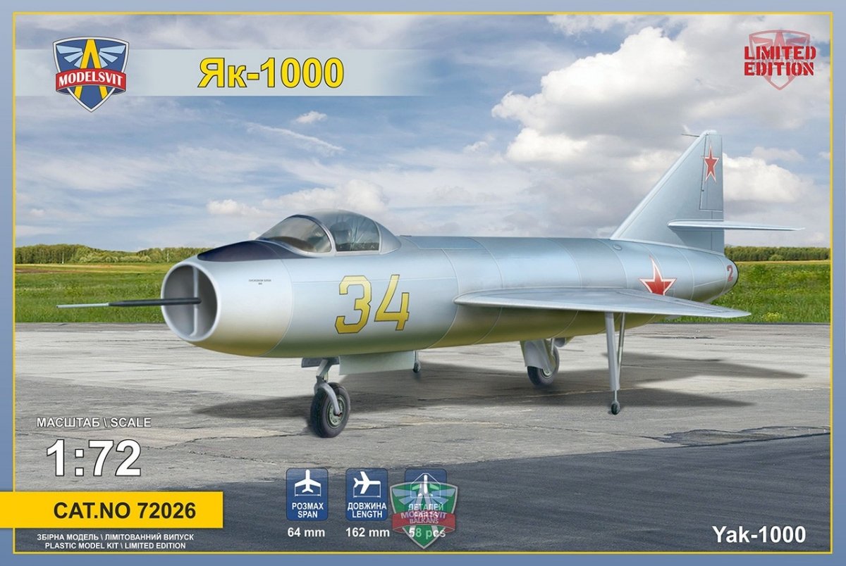 Modelsvit 72026 Démonstrateur supersonique Yak-1000 1/72