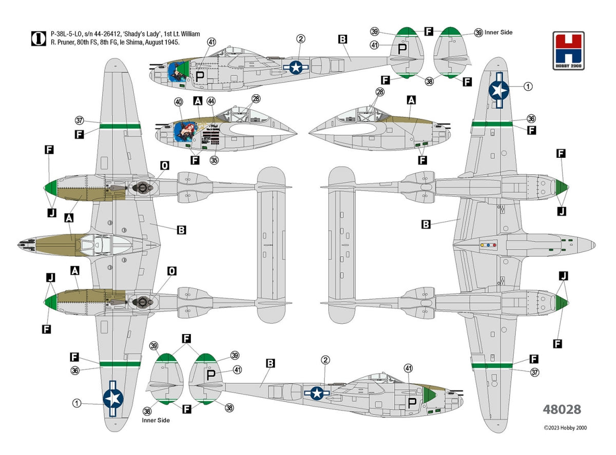Hobby 2000 48028 P-38L Lightning 80th Fighter Squadron (ACADEMY+ CARTOGRAF + MASKS) 1/48 – image 3