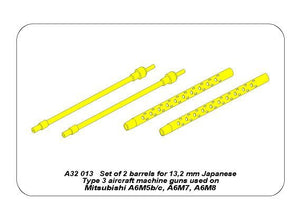 Aber A32013 Set of 2 barrels for 13.2 mm Japanese Type 3 aircraft machine guns used on Mitsubishi A6M5b/c, A6M7, A6M8 (1/32) – immagine 6