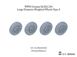 ET Model P35-105 WWII German Sd.Kfz.234 Large Diameter Weighted Wheels Type.5 1/35
