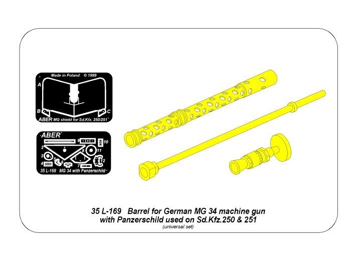Aber 35L-169 Barrel for German MG34 rifle with armored cover 1/35 – image 2