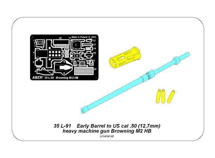 Aber 35L-091 Early barrel to US cal .50 (12.7mm) heavy machine gun Browning M2 HB 1/35