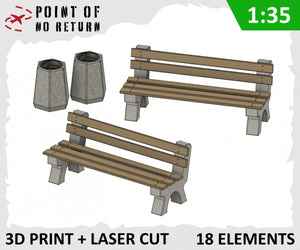Point of no Return 3522010 Station benches and trash cans 1/35