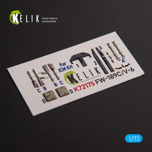KELIK K72175 FW-189C/V-6 - interior 3D decals for ICM kit 1/72