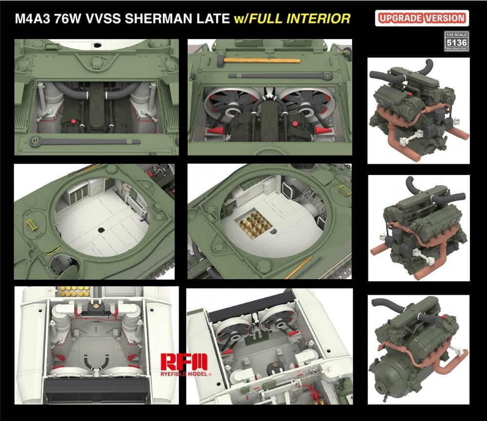 Rye Field Model 5136 M4A3 76W VVSS Sherman Late Upgrade Version Full Interior 1/35 – image 8