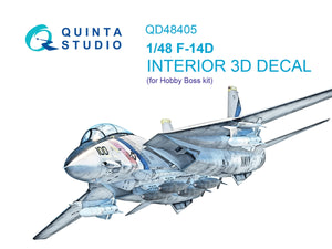 Quinta Studio QD48405 F-14D 3D-Printed &amp;amp; colored Interior on decal paper (Hobby Boss) 1/48