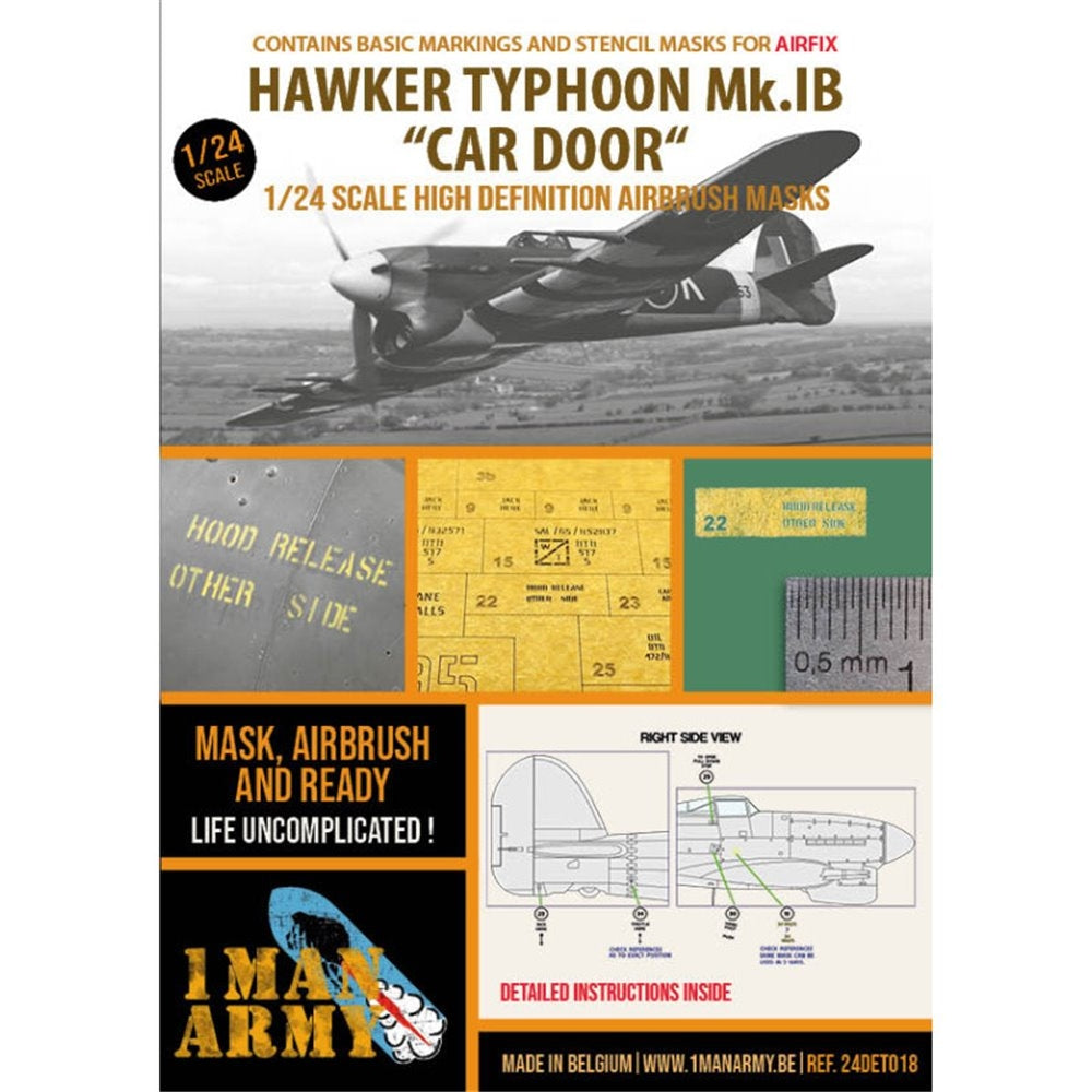 1 Man Army 24DET018 Hawker Typhoon Mk.IB &amp;#39;Car Door&amp;#39; (Airfix) 1/24