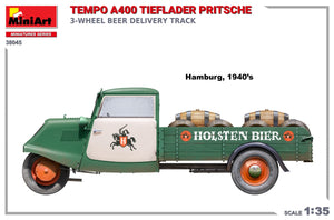MiniArt 38045 TEMPO A400 TIEFLADER PRITSCHE 3-WHEEL BEER DELIVERY TRUCK 1/35 – image 4