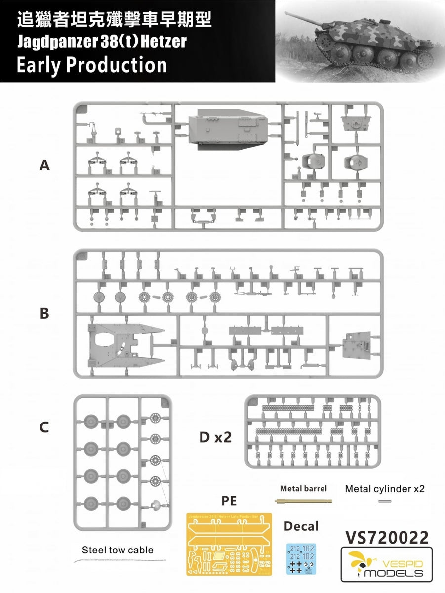 Vespid Models VS720022 Jagdpanzer 38(t) Hetzer Early Production 1/72 – imagen 6