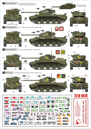 Star Decals 72-A1074 Comets. British A34 Comet in WW2 and Cold War service. 1/72 – zdjęcie 2