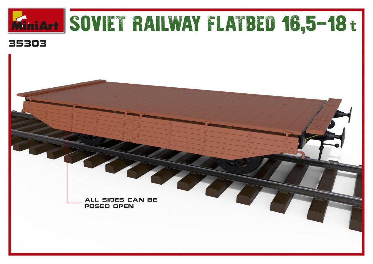 MiniArt 35303 Soviet Railway Flatbed 16.5-18t (1/35) – immagine 6