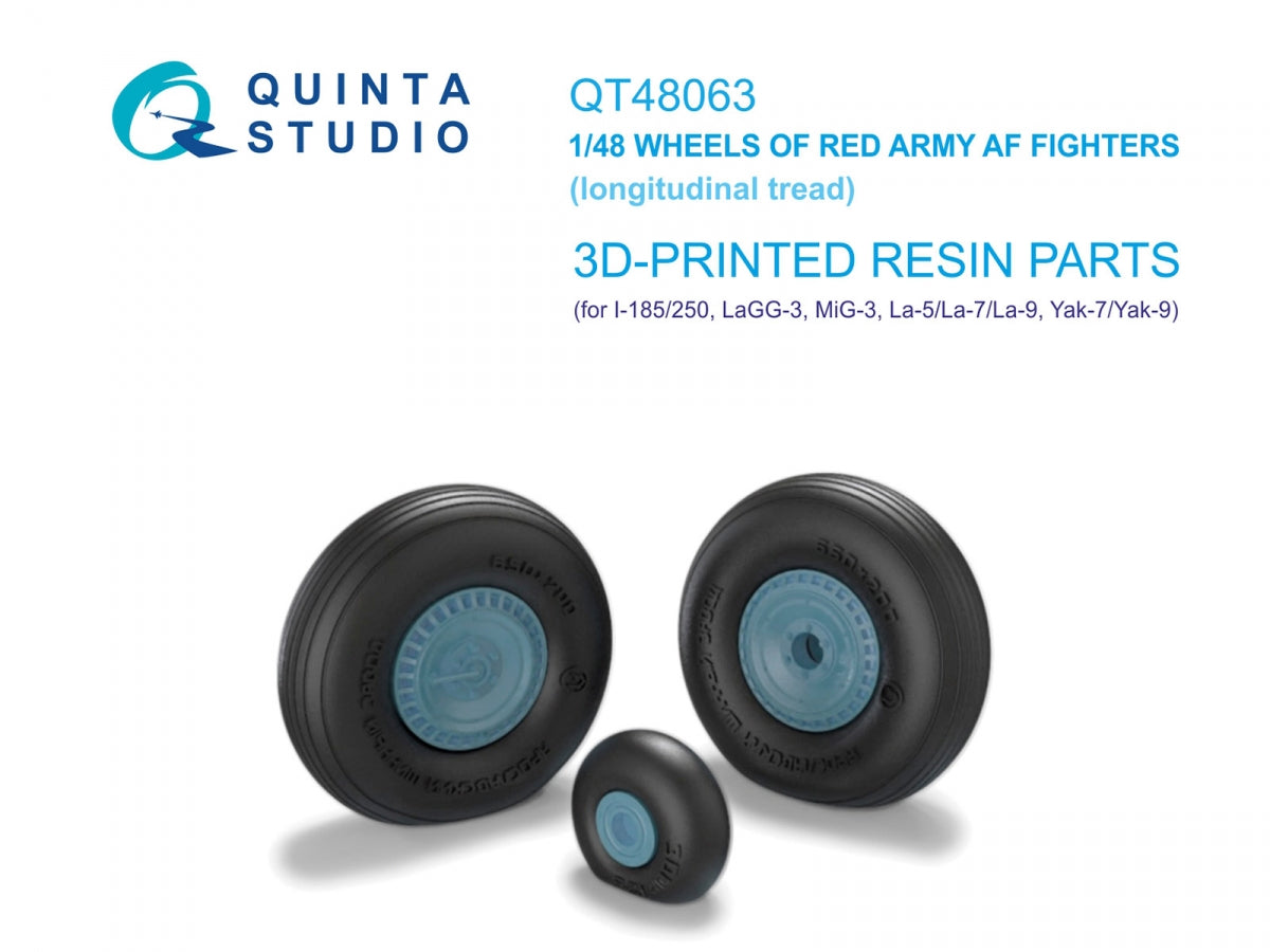 Quinta Studio QT48063 LaGG-3, MiG-3, La-5/La-7/La-9, Yak-7/Yak-9, I-185/250 Wheels (longitudinal tread) (all kits) 1/48