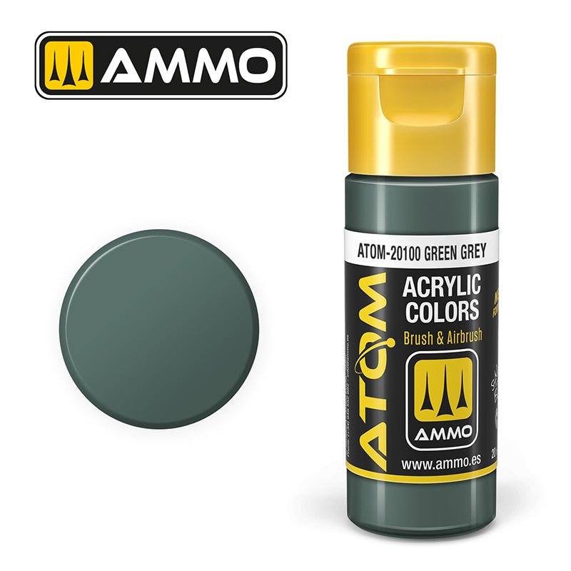 AMMO of Mig Jimenez 20100 ATOM COLOR Green Gray 20ml