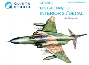 Quinta Studio QD32038 F-4E early/F-4EJ 3D-Printed &amp;amp; colored Interior on decal paper (for Tamiya kit) 1/32