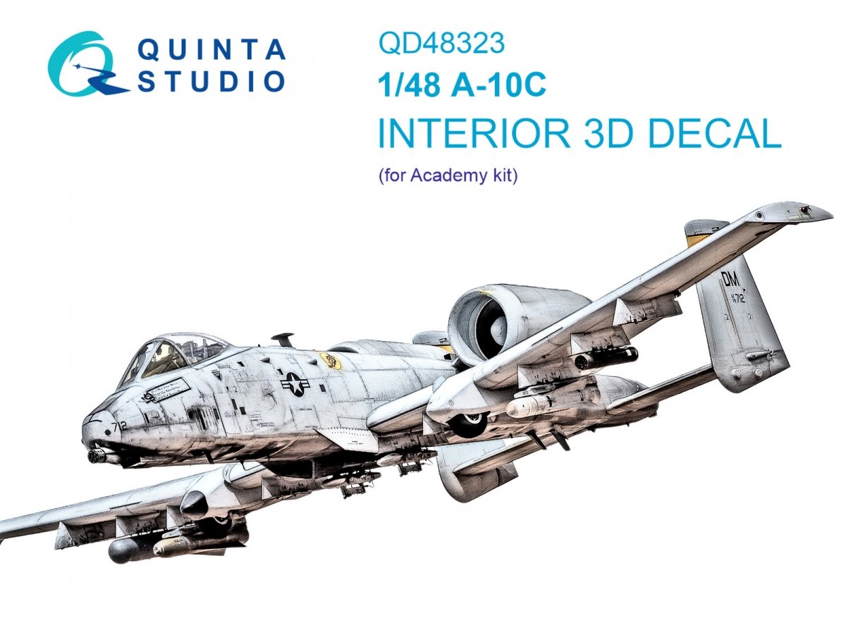 Quinta Studio QD48323 A-10C 3D-Printed &amp; colored Interior on decal paper (Academy) 1/48