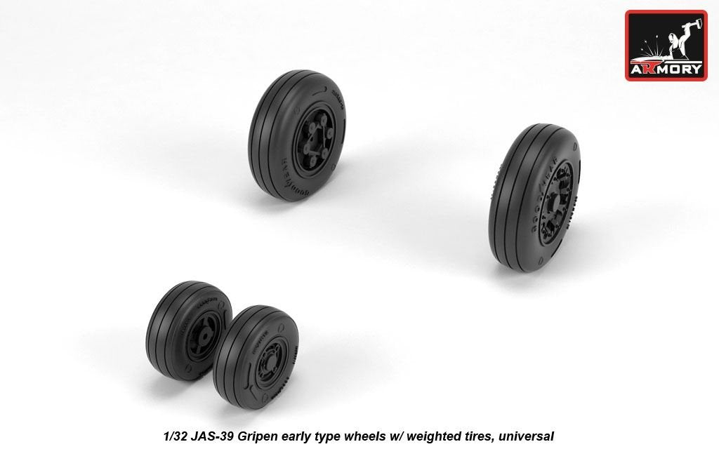 Armory Models AW32502 JAS-39 Gripen wheels w/ weighted tires, early 1/32 – zdjęcie 3
