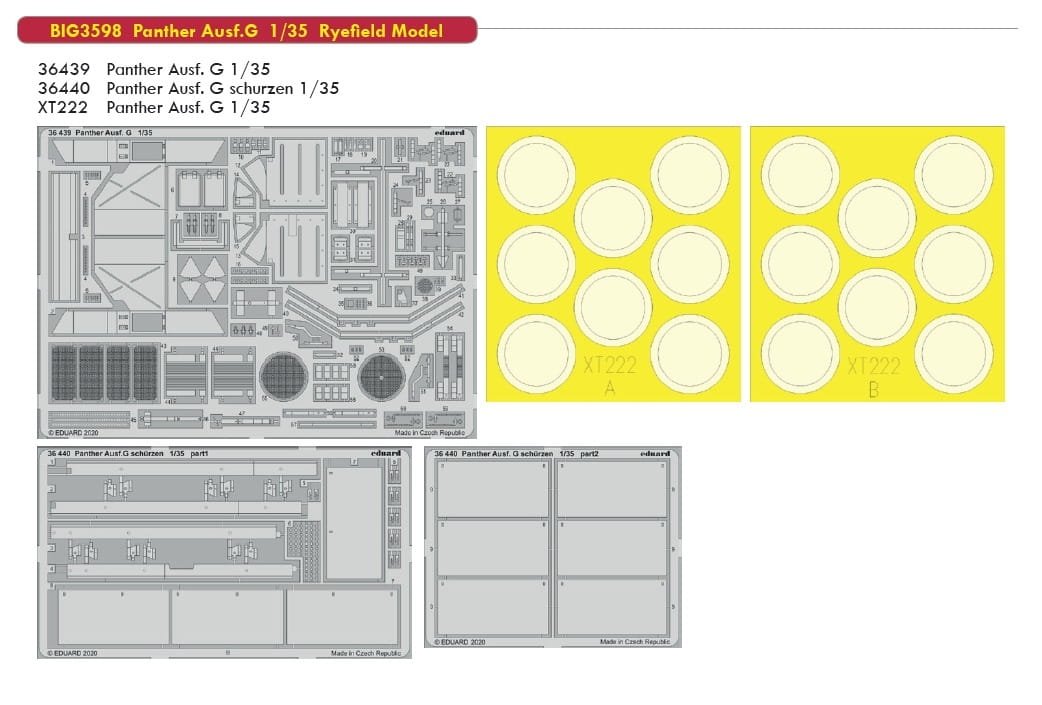 Eduard BIG3598 Panther Ausf. G 1/35 for RYEFIELD MODEL – immagine 2