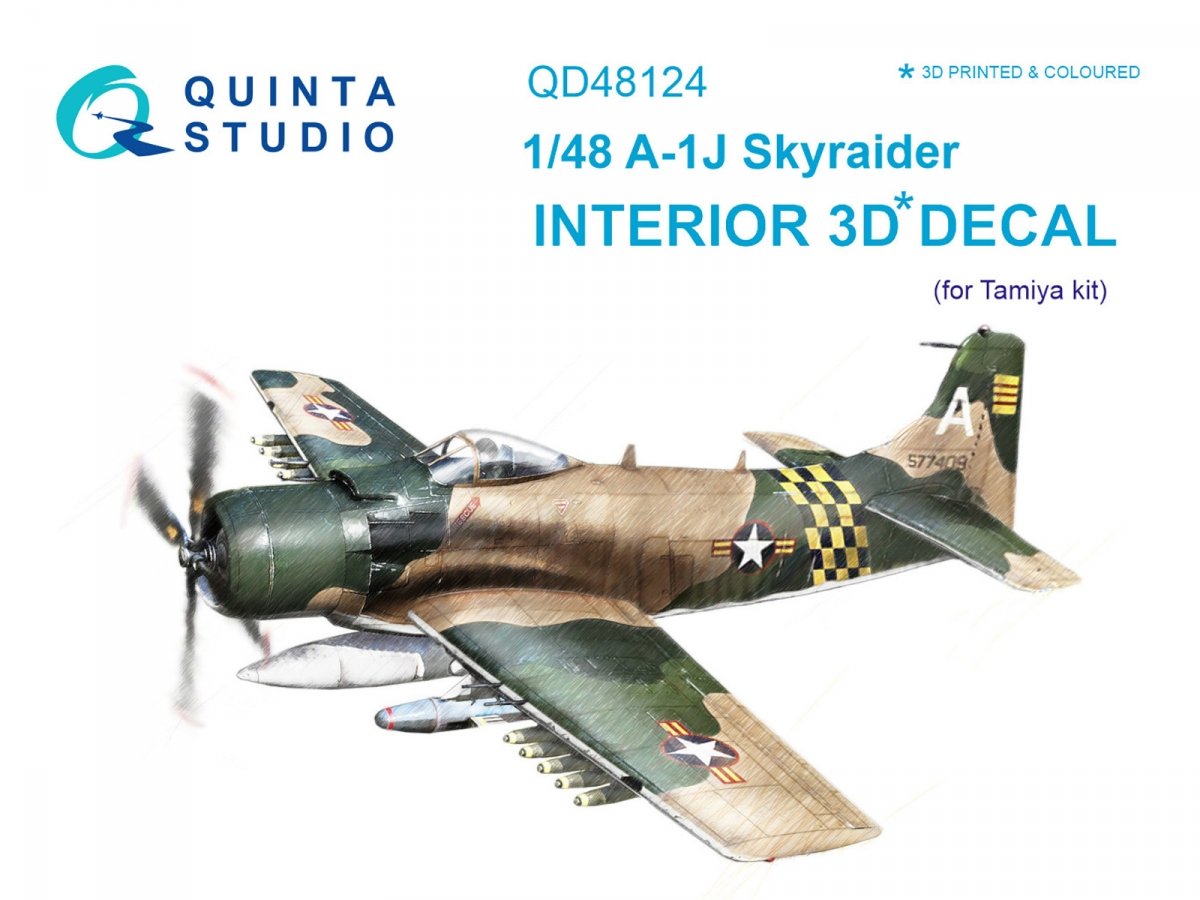 Quinta Studio QD48124 A-1J 3D-Printed &amp;amp; colored Interior on decal paper (for Tamiya kit) 1/48