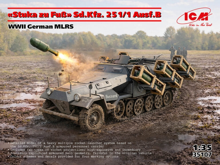 ICM 35107 "Stuka zu Fuss" Sd.Kfz. 251/1 Ausf.B WWII German MLRS 1/35