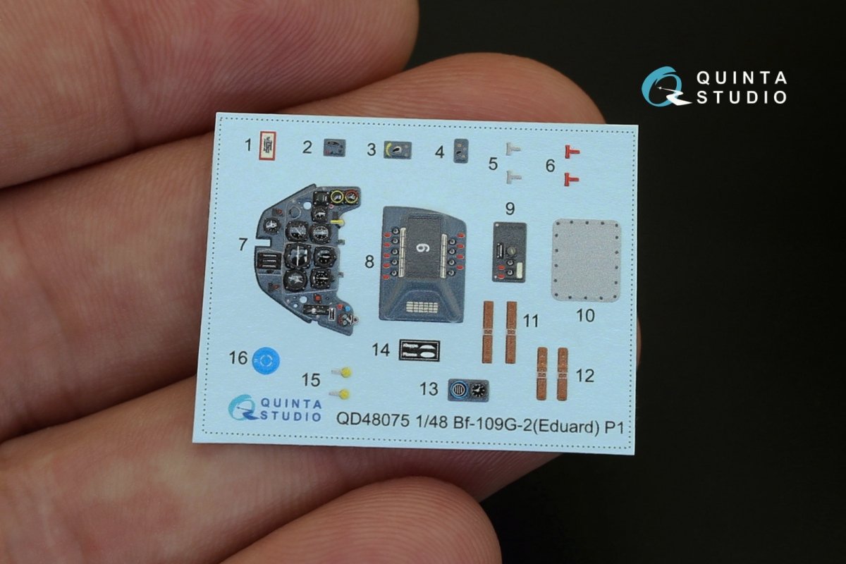 Quinta Studio QD48075 Bf-109G-2 3D-Printed &amp;amp; colored Interior on decal paper (for Eduard kit) 1/48 – immagine 2