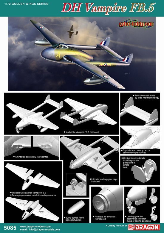 Cyber-Hobby 5085 DH Vampire FB.5 (1/72) – Bild 2