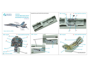 Quinta Studio QD72076 F/A-18A/C early 3D-Printed &amp;amp; colored Interior on decal paper (Academy) 1/72 – image 13