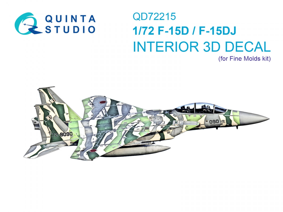 Quinta Studio QD72215 F-15D/F-15DJ Eagle 3D-Printed &amp;amp; colored Interior on decal paper (Fine Molds) 1/72